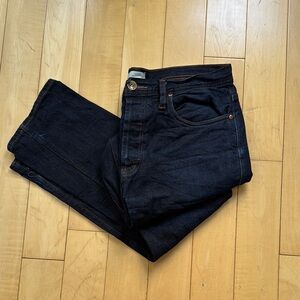 Men's Dark Blue Raw Denim Jeans